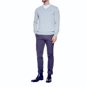 Polo Ralph Lauren Men's Gray Lamb Wool V-Neck Long Sleeve Sweatshirt Sz XL